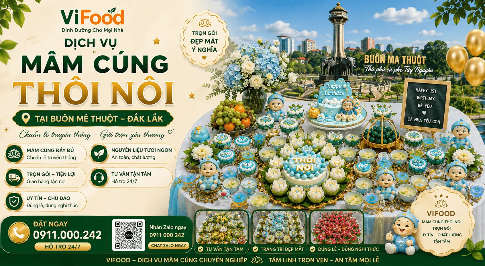 Mâm Cúng Thôi Nôi Đẹp, Tiện Lợi, Tiết Kiệm Tại Buôn Ma Thuột