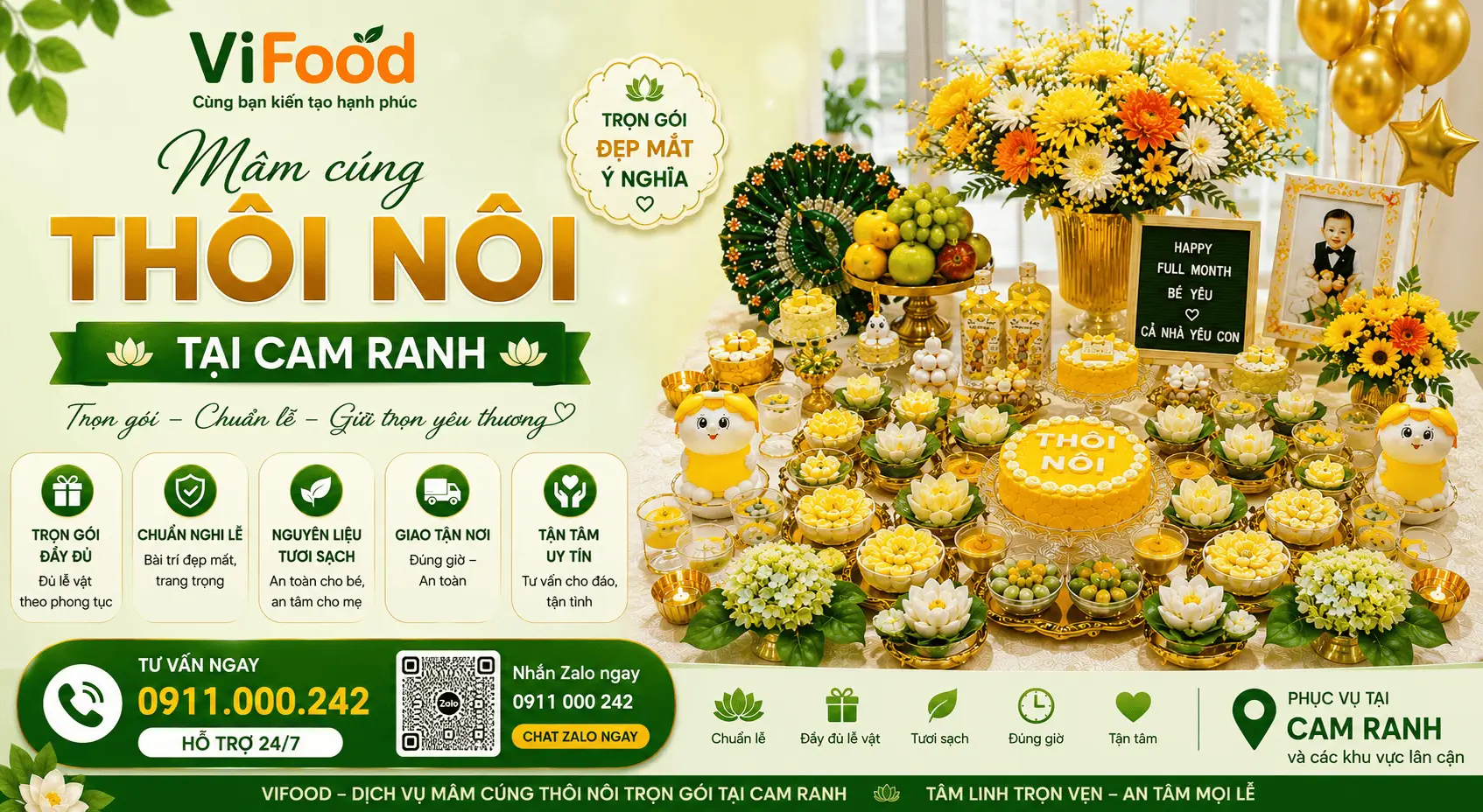 Mâm Cúng Thôi Nôi Giá Rẻ, Đầy Đủ Lễ Vật Tại Cam Ranh