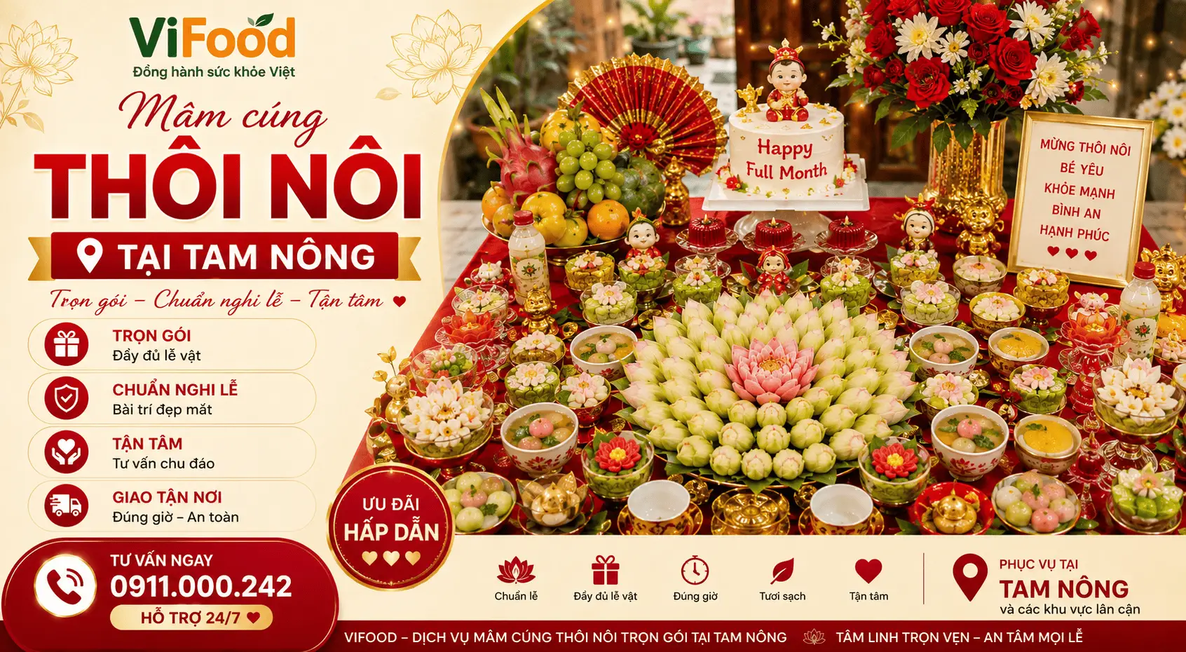 Mâm Cúng Thôi Nôi Đầy Đủ Nghi Lễ Cúng Mụ Tại Tam Nông